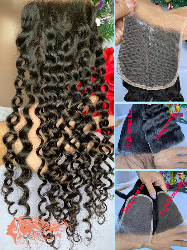 Csqueen 9A Exotic Wave 5*5 Transparent Lace Closure 100% virgin Hair